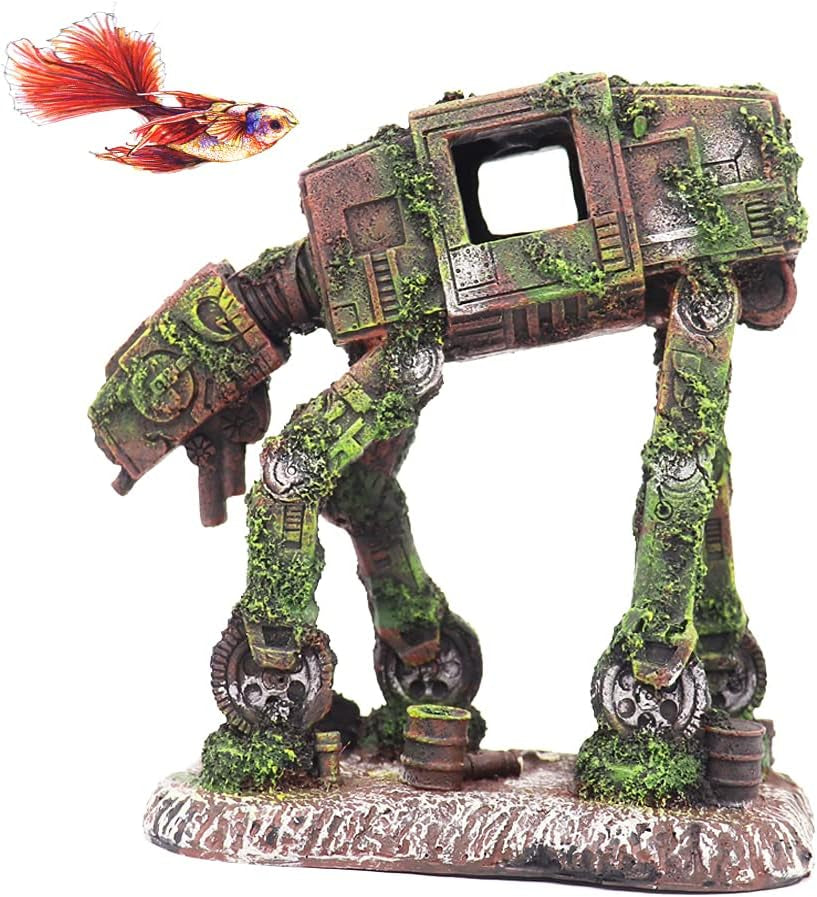 Aquarium Decorations, Cool Walking Land Tank Aquarium Ornament, Alien Fish Robot Tank Decorations for Betta, Small